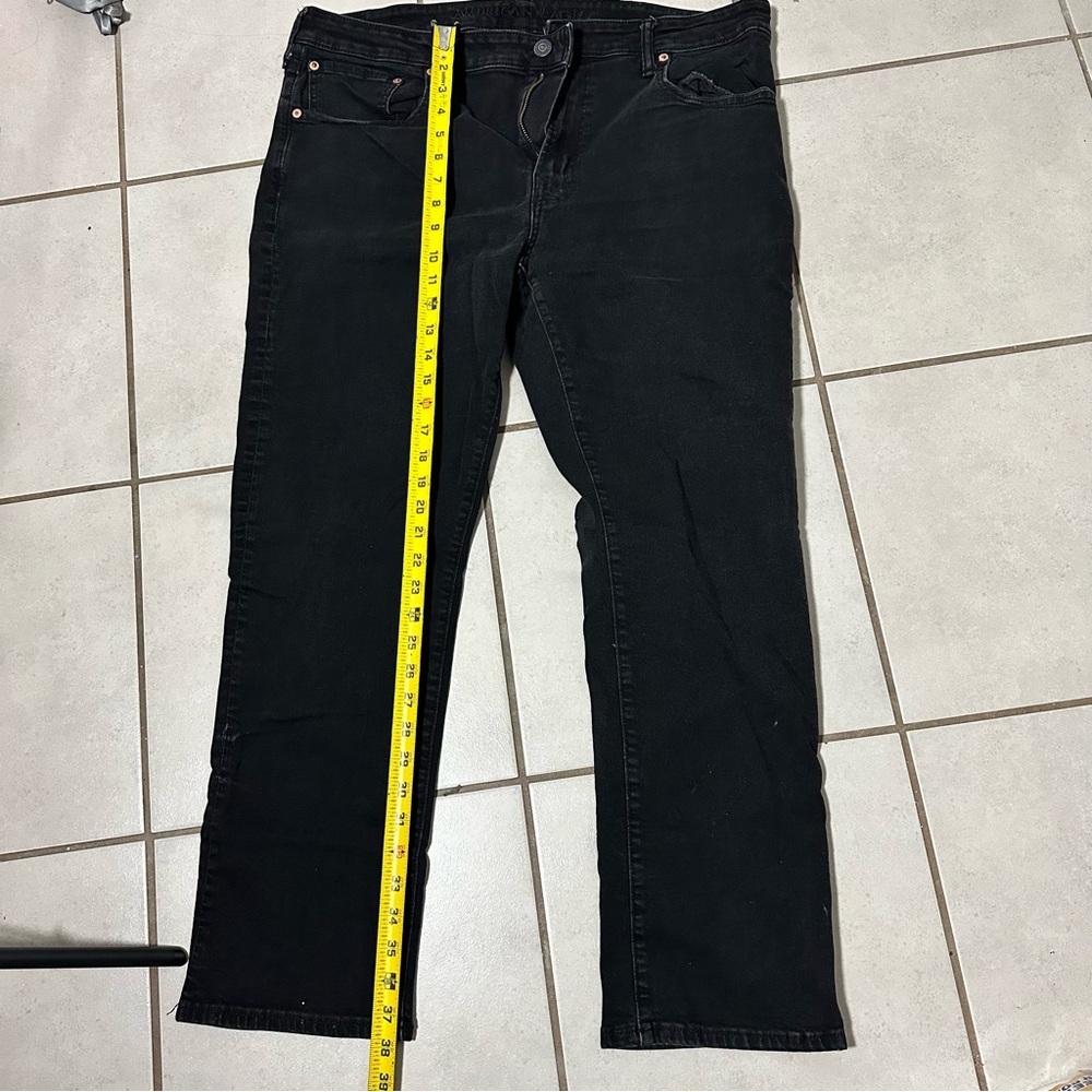 American Eagle Men's Original Straight Denim Airflex Black Jeans size‎ 38x30 - Picture 5 of 7